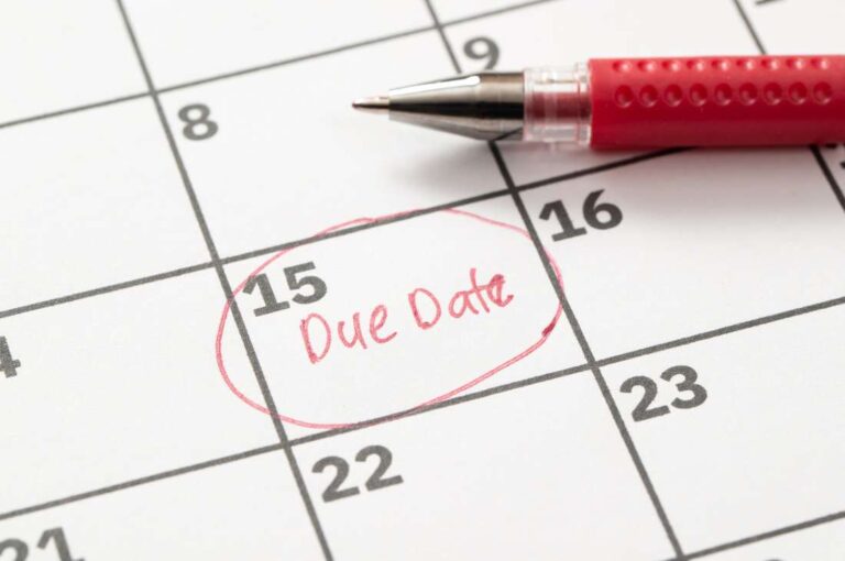 Calendar showing personal tax instalment due date